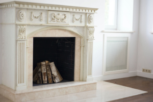 Fireplace with a marble surround
