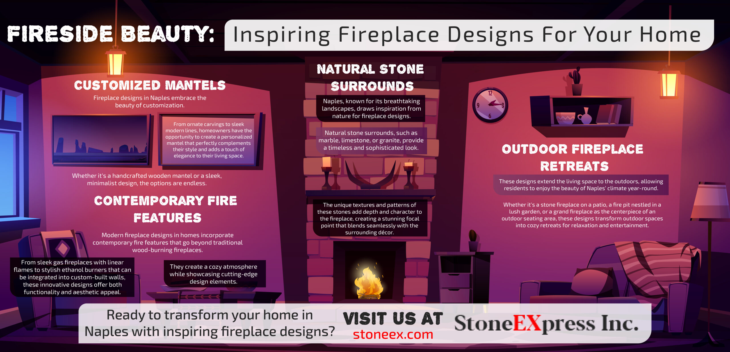 Fireside Beauty: Inspiring Fireplace Designs For Your Home Infograph