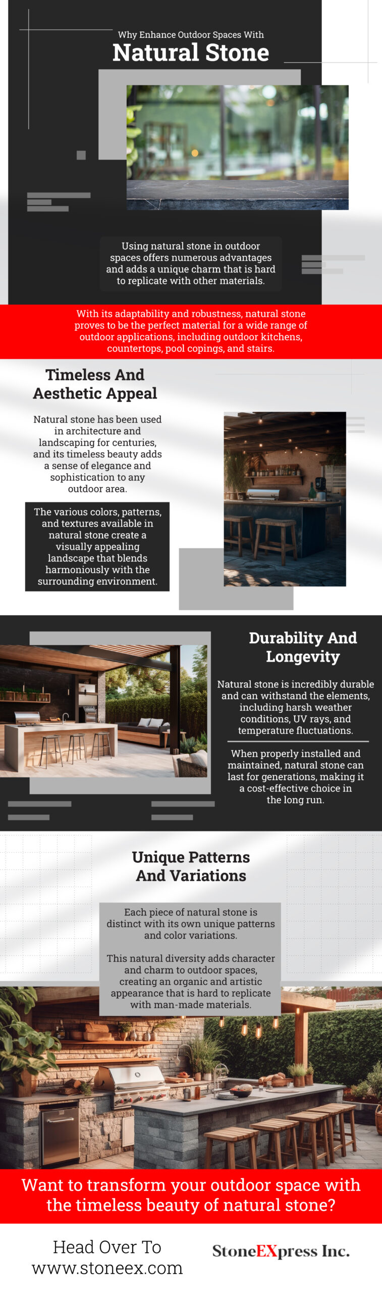 Why Enhance Outdoor Spaces With
Natural Stone Infograph