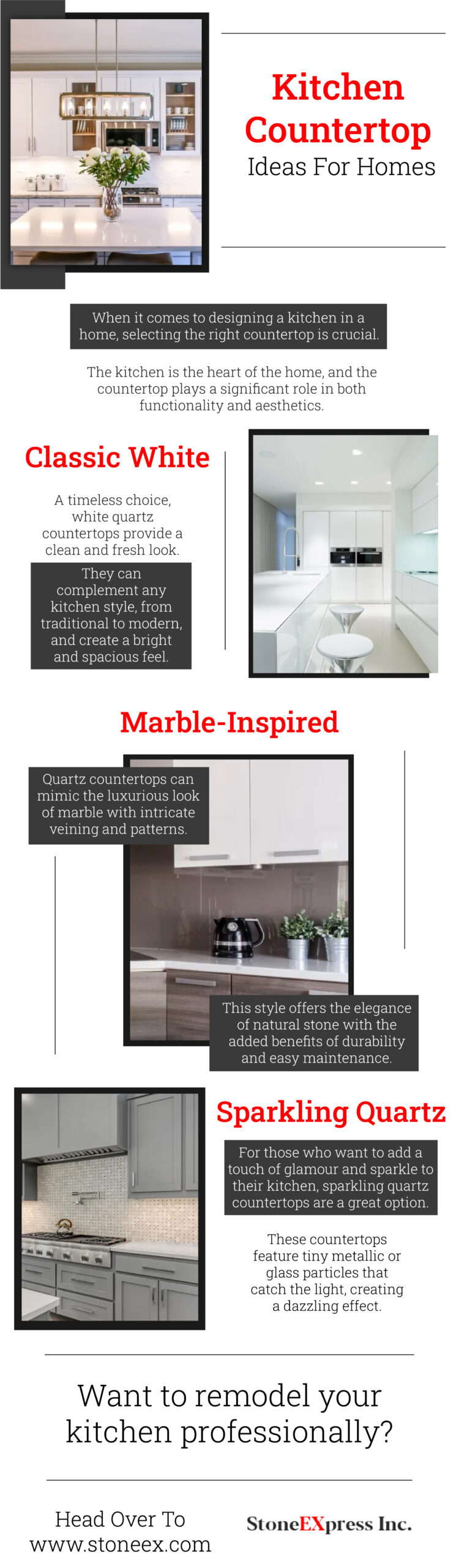 Kitchen Countertop Ideas For Homes Infograph