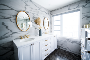 White bathroom aesthetics with minimalistic design.