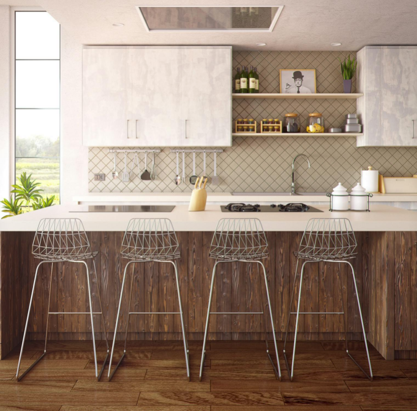 A shiny, well-maintained marble countertop in a modern kitchen.