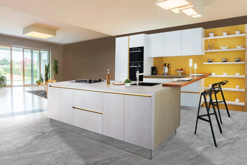 An image of a Kitchen island and bar stools  